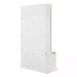 Kirklands Home Entryway Furniture|Wood Hall Tree with Cushioned Bench White
