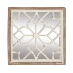Kirklands Home Decorative Mirrors|White Wood Lattice Overlay Mirror