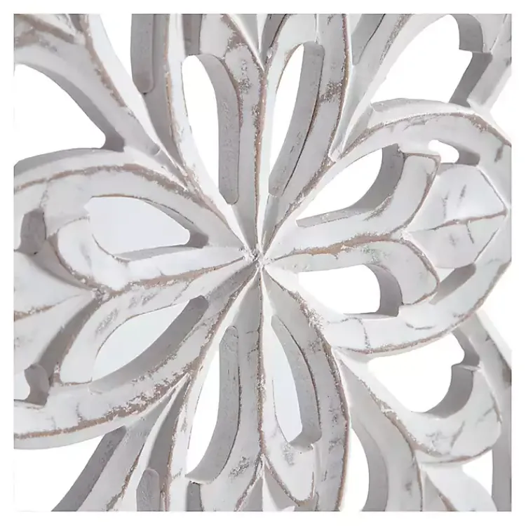 Kirklands Home Wall Plaques|Wood Medallion August Wall Plaque White