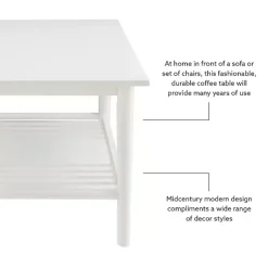 Kirklands Home Coffee Tables|White Wood Midcentury Coffee Table