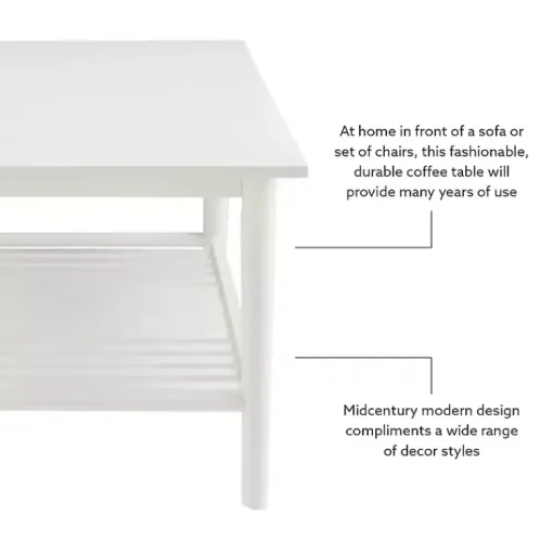 Kirklands Home Coffee Tables|White Wood Midcentury Coffee Table
