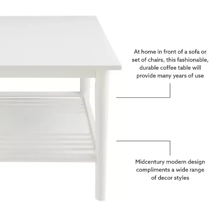 Kirklands Home Coffee Tables|White Wood Midcentury Coffee Table