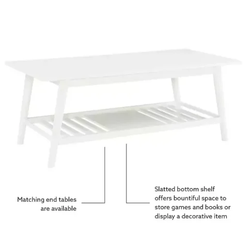 Kirklands Home Coffee Tables|White Wood Midcentury Coffee Table