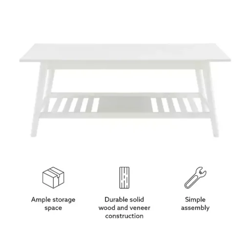 Kirklands Home Coffee Tables|White Wood Midcentury Coffee Table