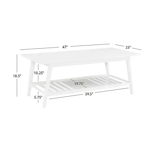 Kirklands Home Coffee Tables|White Wood Midcentury Coffee Table