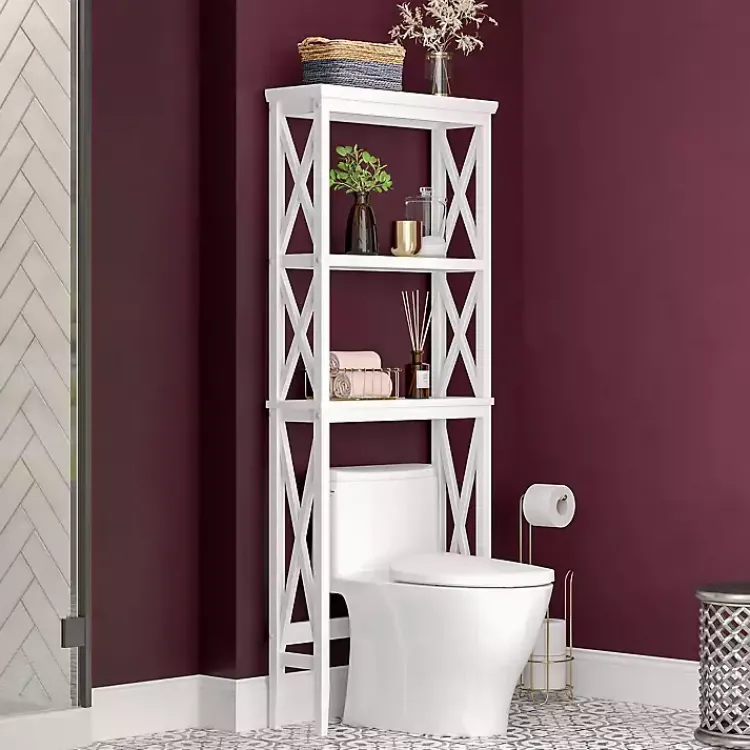 Kirklands Home Bathroom Furniture|Wood Over-Toilet 3-Tier Shelf White