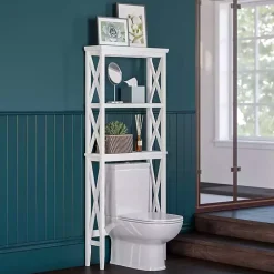 Kirklands Home Bathroom Furniture|Wood Over-Toilet 3-Tier Shelf White
