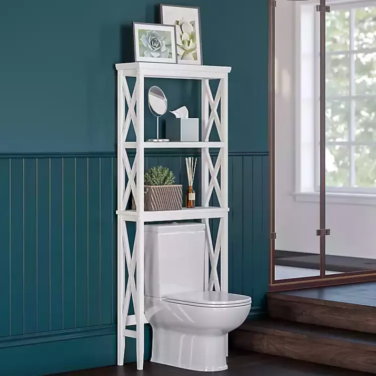 Kirklands Home Bathroom Furniture|Wood Over-Toilet 3-Tier Shelf White