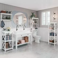 Kirklands Home Bathroom Furniture|Wood Over-Toilet 3-Tier Shelf White