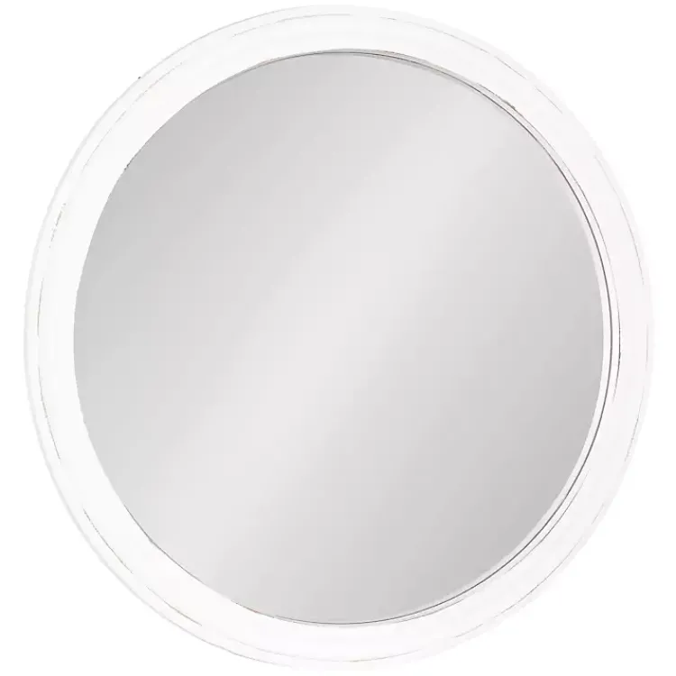 Kirklands Home Decorative Mirrors|Wood Round Mansel Mirror White