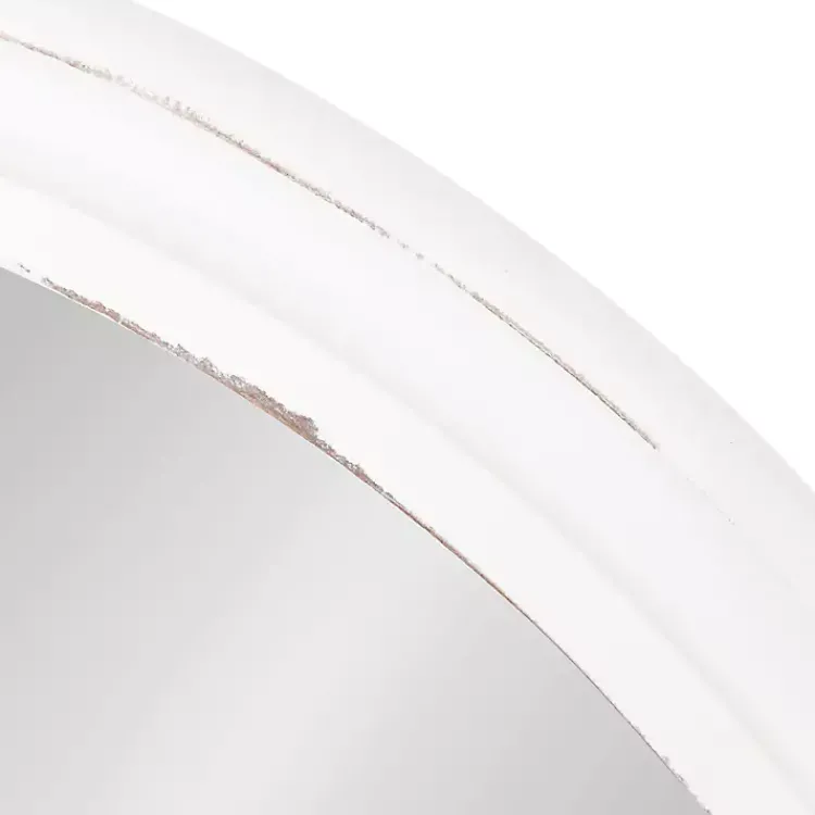 Kirklands Home Decorative Mirrors|Wood Round Mansel Mirror White