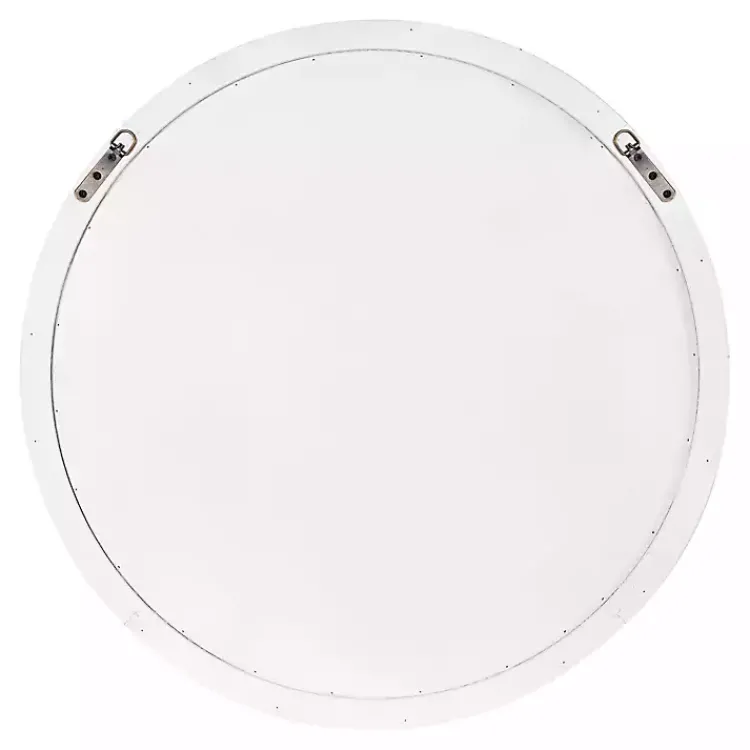 Kirklands Home Decorative Mirrors|Wood Round Mansel Mirror White