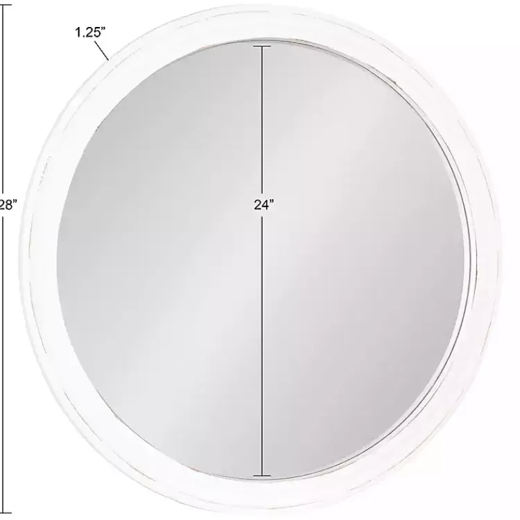 Kirklands Home Decorative Mirrors|Wood Round Mansel Mirror White