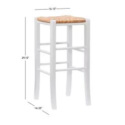 Kirklands Home Bar Stools & Counter Height Stools|White Wood Seagrass Backless 2-pc. Bar Stool Set Tan