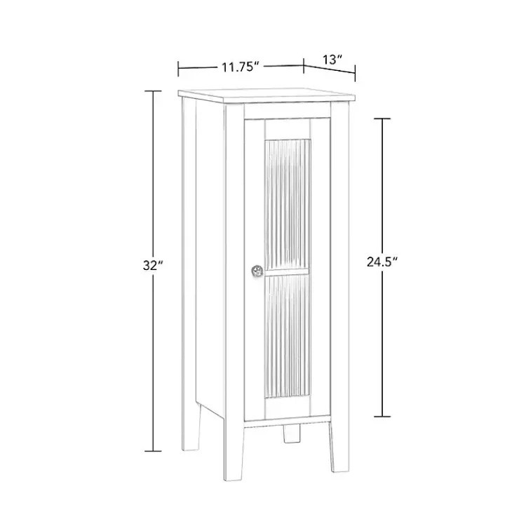 Kirklands Home Bathroom Furniture|Wood Slim Single Glass Door Floor Cabinet White