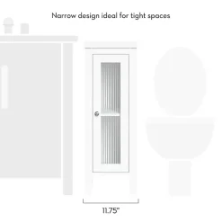 Kirklands Home Bathroom Furniture|Wood Slim Single Glass Door Floor Cabinet White