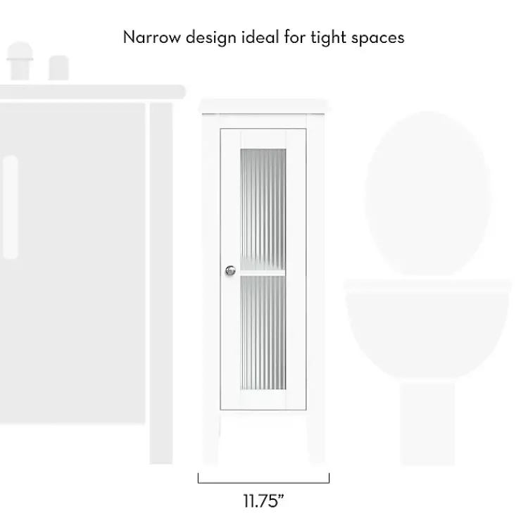 Kirklands Home Bathroom Furniture|Wood Slim Single Glass Door Floor Cabinet White
