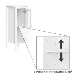 Kirklands Home Bathroom Furniture|Wood Slim Single Glass Door Floor Cabinet White