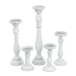 Online Wood Spindle Taper Candle Holders, Set of 5 Candle Holders