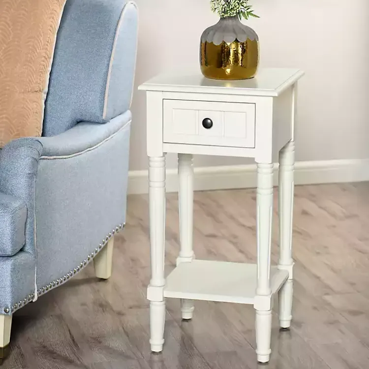 Kirklands Home Accent & End Tables|Wood Square Hampton Accent Table White
