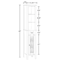 Kirklands Home Bathroom Furniture|Wood Tall Single Pane Glass Door Cabinet White