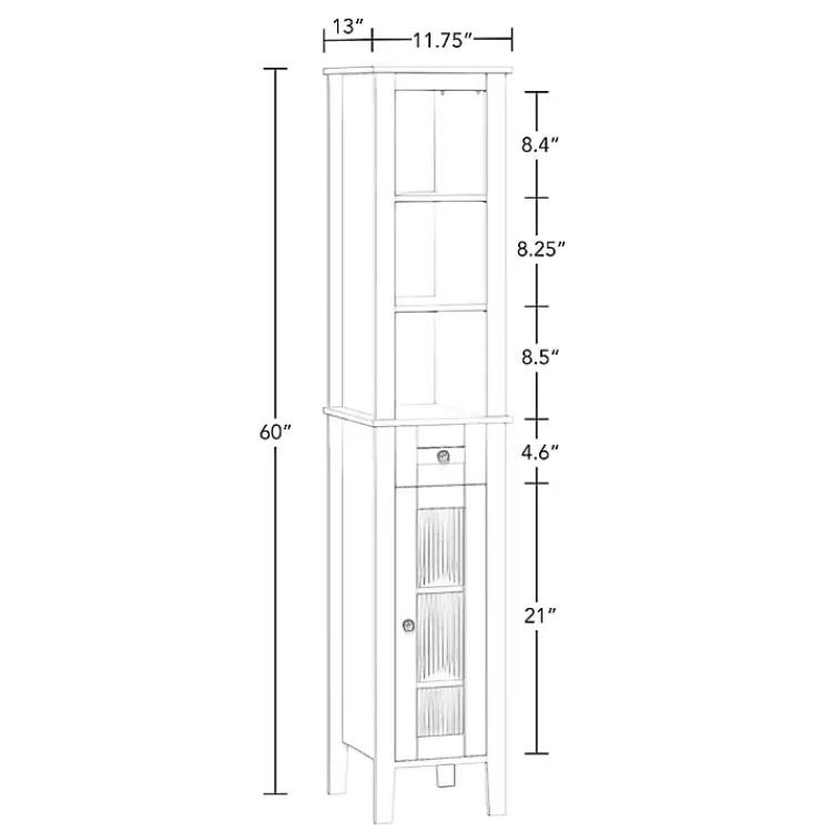Kirklands Home Bathroom Furniture|Wood Tall Single Pane Glass Door Cabinet White