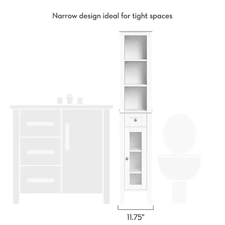 Kirklands Home Bathroom Furniture|Wood Tall Single Pane Glass Door Cabinet White