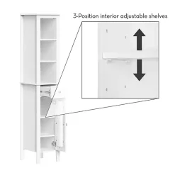 Kirklands Home Bathroom Furniture|Wood Tall Single Pane Glass Door Cabinet White