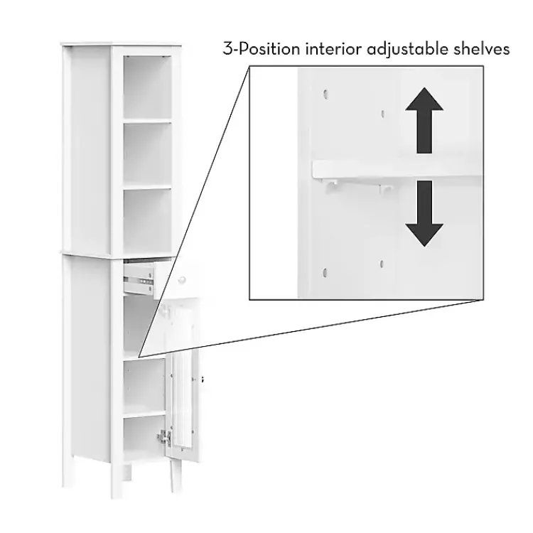 Kirklands Home Bathroom Furniture|Wood Tall Single Pane Glass Door Cabinet White