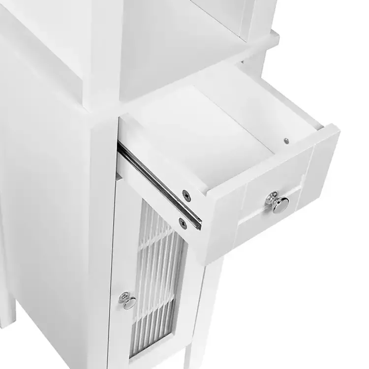 Kirklands Home Bathroom Furniture|Wood Tall Single Pane Glass Door Cabinet White