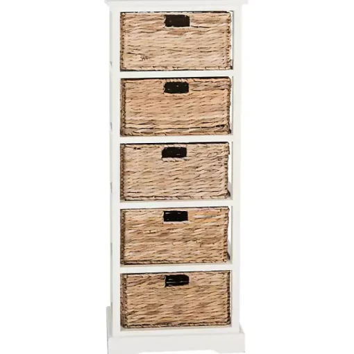 Kirklands Home Bookshelves|Wood 5-Tier Basket Storage Shelf White