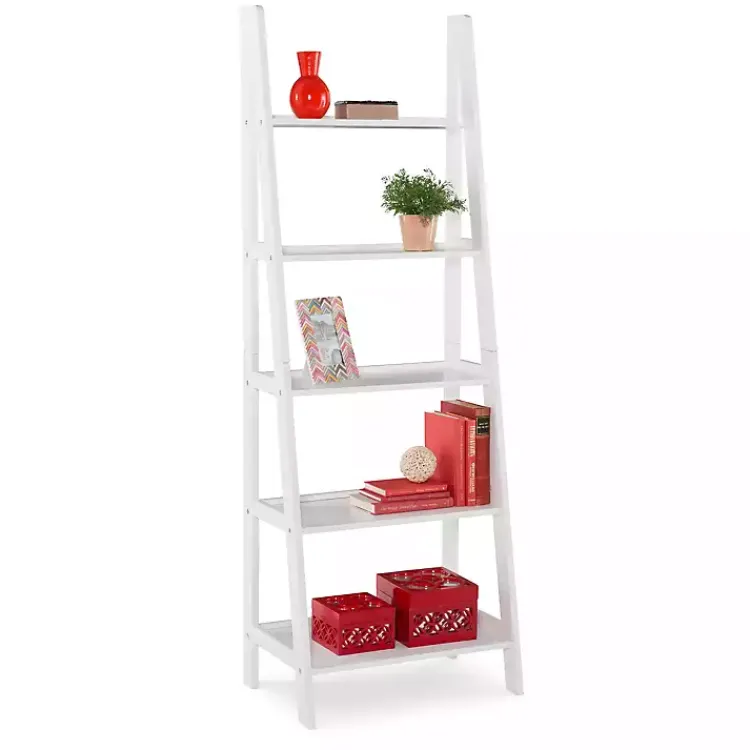 Kirklands Home Bookshelves|Wood 5-Tier Ladder Bookshelf White