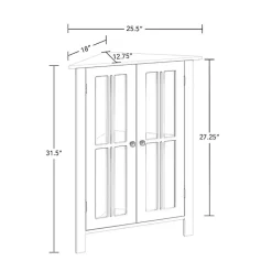Kirklands Home Bathroom Furniture|Wood Two Pane Glass Doors Corner Cabinet White