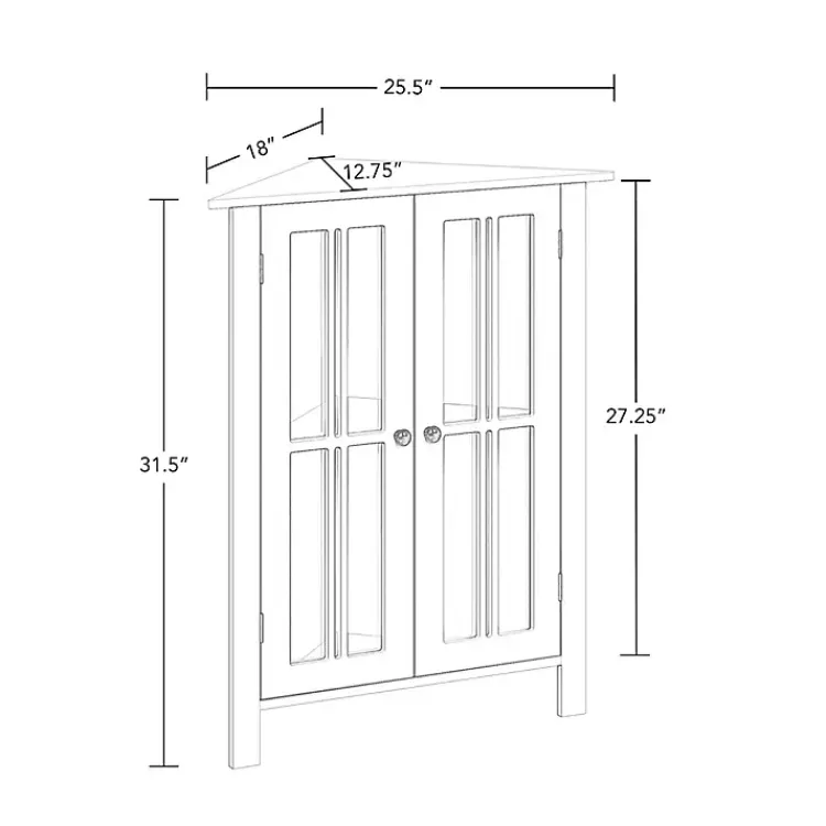 Kirklands Home Bathroom Furniture|Wood Two Pane Glass Doors Corner Cabinet White