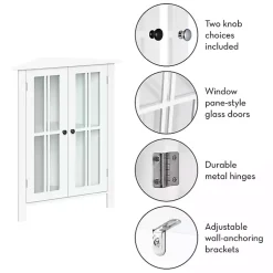 Kirklands Home Bathroom Furniture|Wood Two Pane Glass Doors Corner Cabinet White