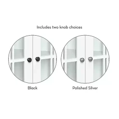 Kirklands Home Bathroom Furniture|Wood Two Pane Glass Doors Corner Cabinet White