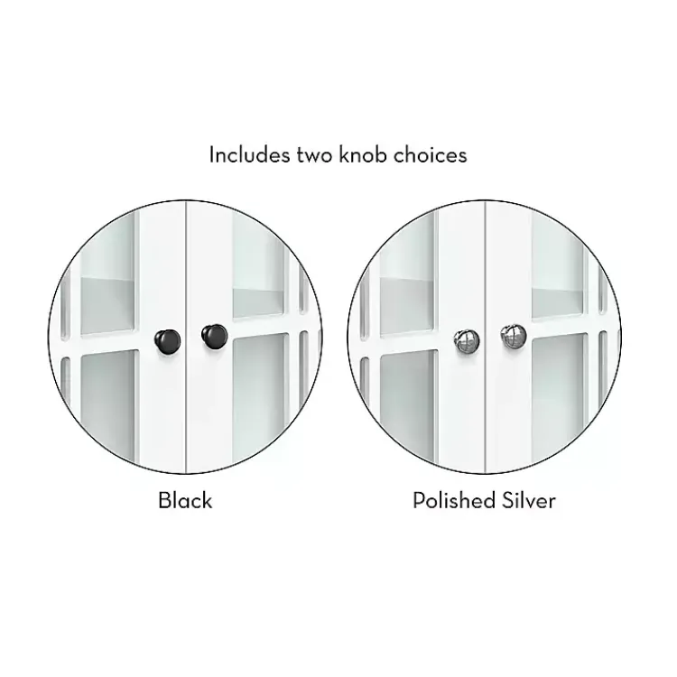 Kirklands Home Bathroom Furniture|Wood Two Pane Glass Doors Corner Cabinet White