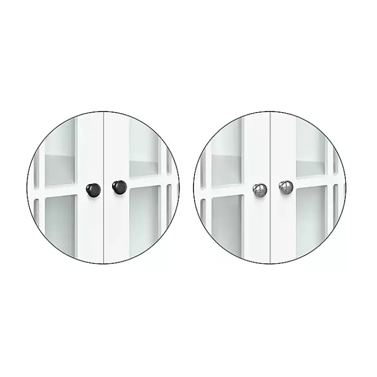 Kirklands Home Bathroom Furniture|Wood Two Pane Glass Doors Corner Cabinet White