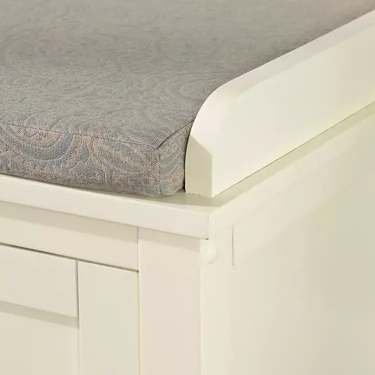 Kirklands Home Benches & Ottomans|White Wood Upholstered Storage Bench