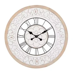 Kirklands Home Clocks|White Wood Vintage Farmhouse Clock