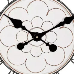 Kirklands Home Clocks|White Wood Vintage Farmhouse Clock