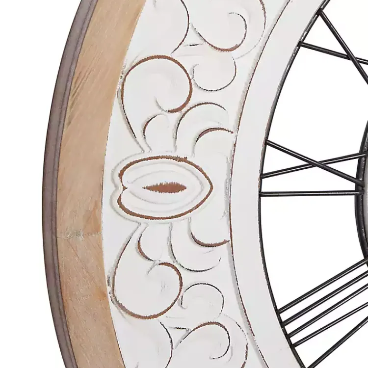 Kirklands Home Clocks|White Wood Vintage Farmhouse Clock