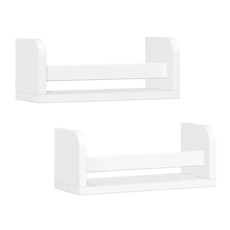Kirklands Home Shelves|White Wood Wall Bookshelves, Set of 2