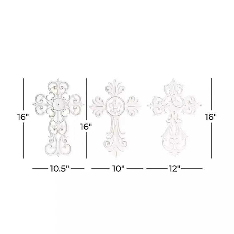 Kirklands Home Wall Plaques|Wood Wall Cross Wall Plaques, Set of 3 White
