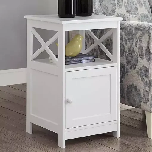 Kirklands Home Accent & End Tables|Wood X Sides Storage Accent Table White
