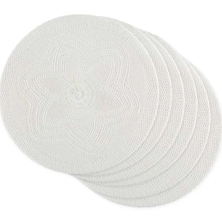 Kirklands Home Table Linens|Woven Round Placemats, Set of 6 White
