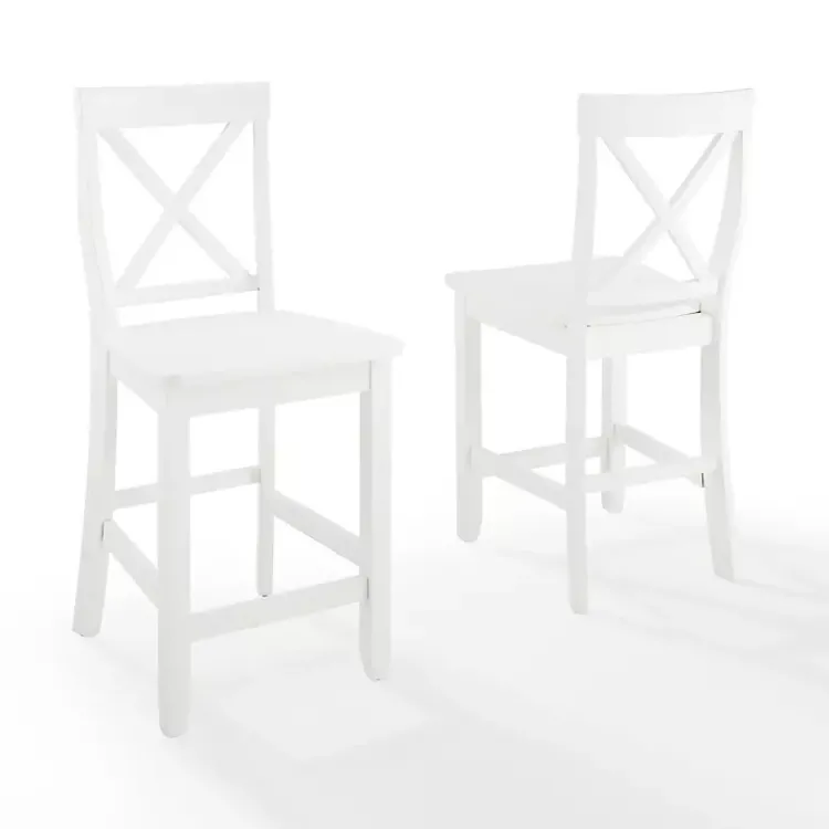 Kirklands Home Bar Stools & Counter Height Stools|X-Back Farmhouse Counter Stools, Set of 2 White
