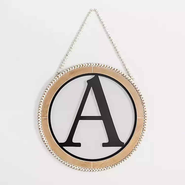 Kirklands Home Monogram Wall Decor|Whitewash Bead Trim Monogram A Plaque