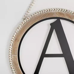 Kirklands Home Monogram Wall Decor|Whitewash Bead Trim Monogram A Plaque