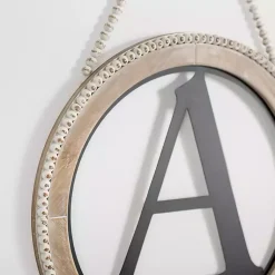 Kirklands Home Monogram Wall Decor|Whitewash Bead Trim Monogram A Plaque